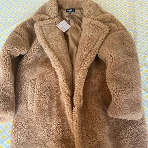 Missguided Midi Teddy Coat